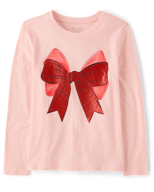 Girls Christmas Bow Graphic Tee