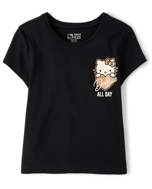 Girls Hello KittyÂ® Glitter Dance Baby Tee