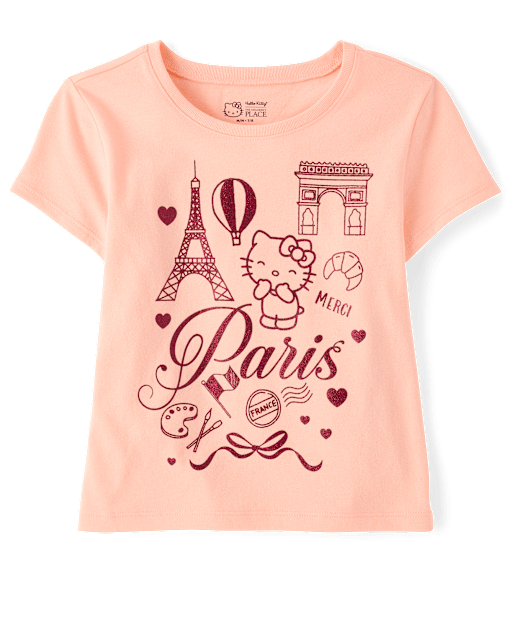 Girls Hello KittyÂ® Glitter Paris Baby Tee