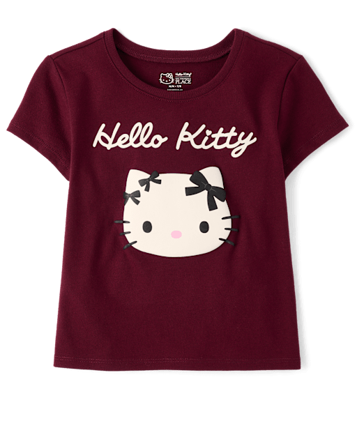 Girls Hello KittyÂ® Puff Print Bows Baby Tee