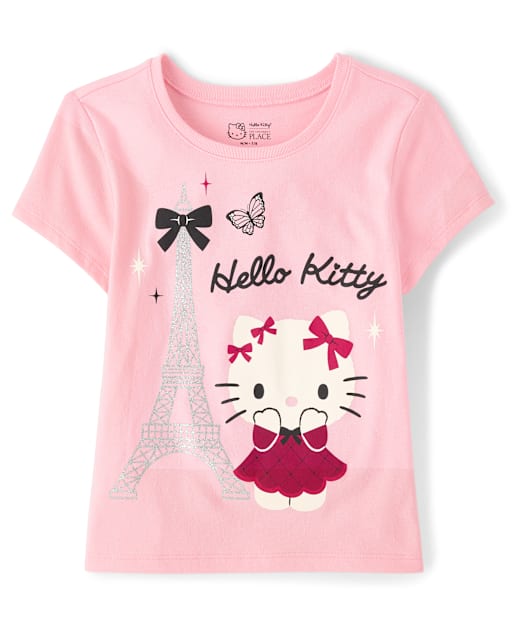 Girls Hello KittyÂ® Glitter Eiffel Tower Baby Tee