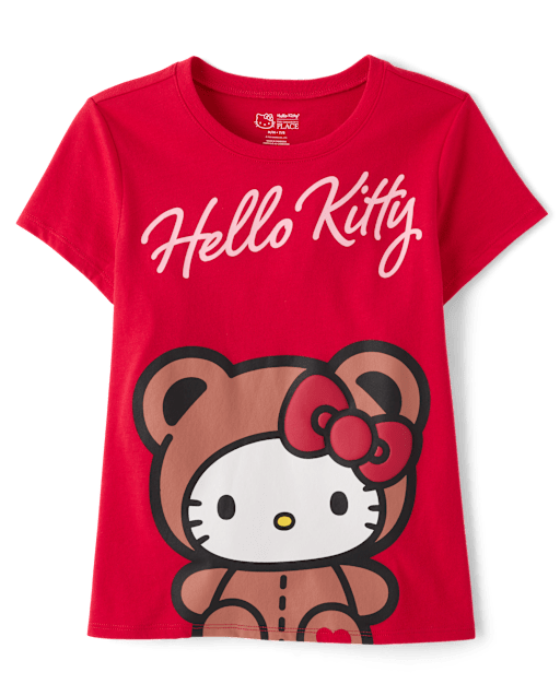 Girls Hello Kitty® Puff Print Bear Graphic Tee