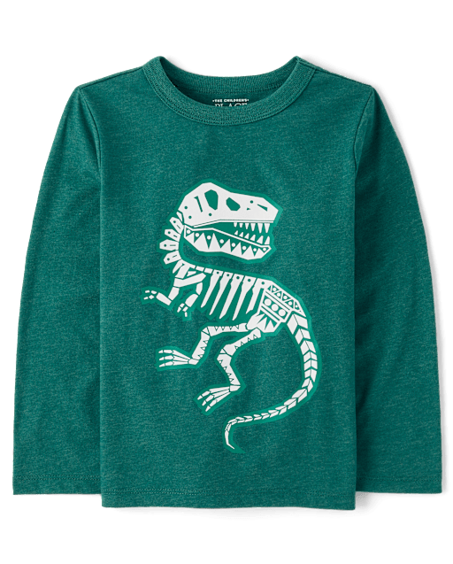 Baby And Toddler Boys Dino Skeleton Graphic Tee