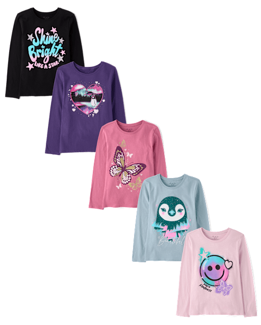 Girls Animal Graphic Tee 5-Pack