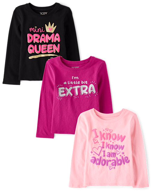 Baby And Toddler Girls Sassy Graphic Tee 3-Pack
