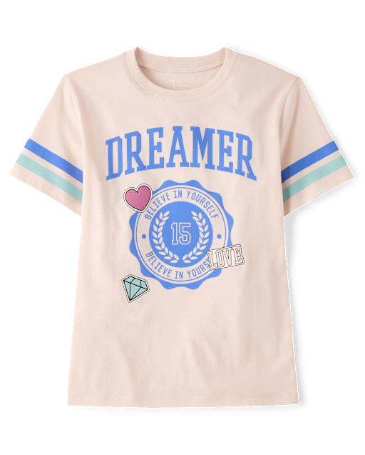 Girls Fearless Varsity Patches Oversized Graphic Tee