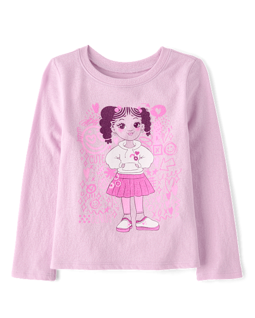 Baby And Toddler Girls Doodle Girl Graphic Tee
