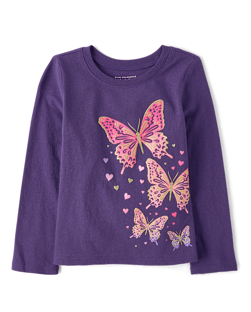 Baby And Toddler Girls Butterflies Graphic Tee