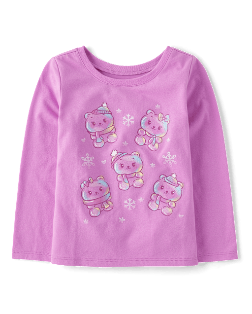 Baby And Toddler Girls Winter Bears Graphic Tee