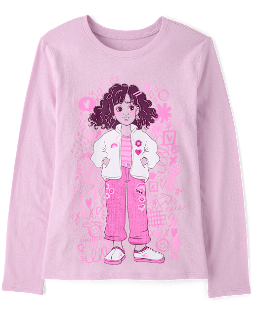 Girls Doodle Girl Graphic Tee