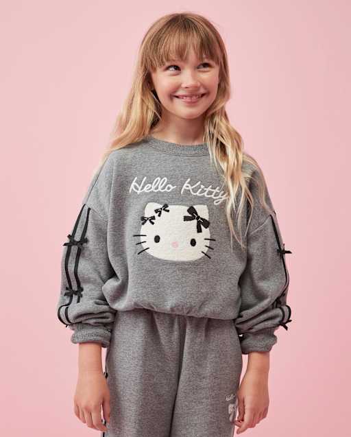 Girls Hello Kitty® Embroidered Bow Premium Fleece Sweatshirt
