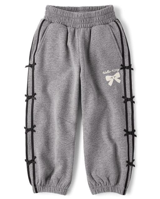 Girls Hello Kitty® Side Stripe Bow Premium Fleece Jogger Pants