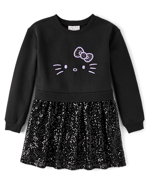 Girls Hello KittyÂ® Sequin Sweatshirt Dress