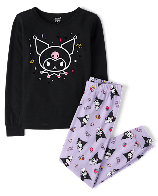 Girls Kuromi Snug Fit Cotton Pajamas