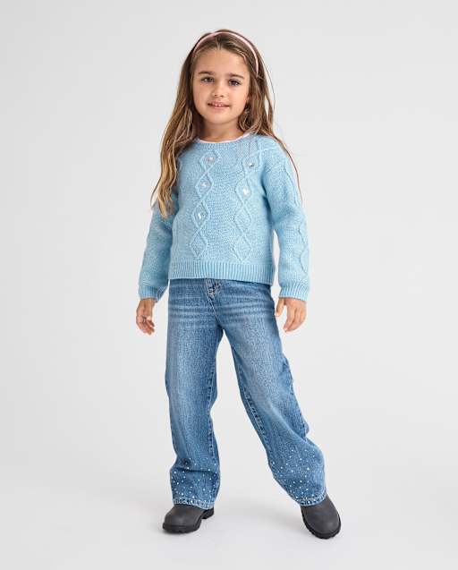 Toddler Girls Foil Wide Leg Jeans
