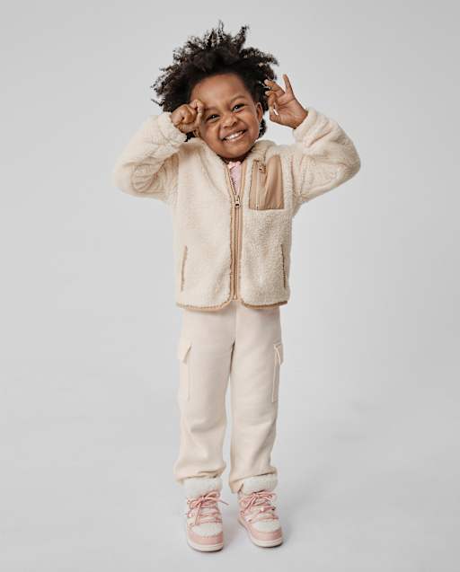 Toddler Garment Dyed Premium Fleece Wide Leg Cargo Lounge Pants