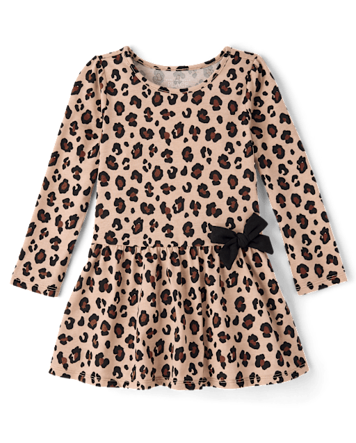 Baby And Toddler Girls Leopard Bow Drop Waist Dress
