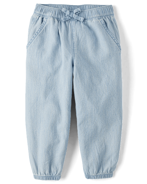 Baby And Toddler Girls Chambray Baggy Pull On Jogger Pants