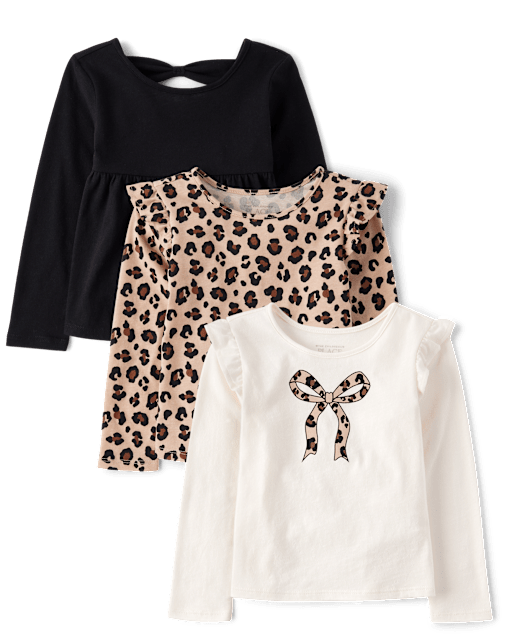 Lot de 3 hauts léopard pour petites filles