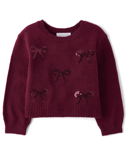 Toddler Girls Sequin Bow Sweater