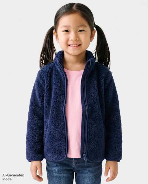 Veste zippée en sherpa épais pour petite fille