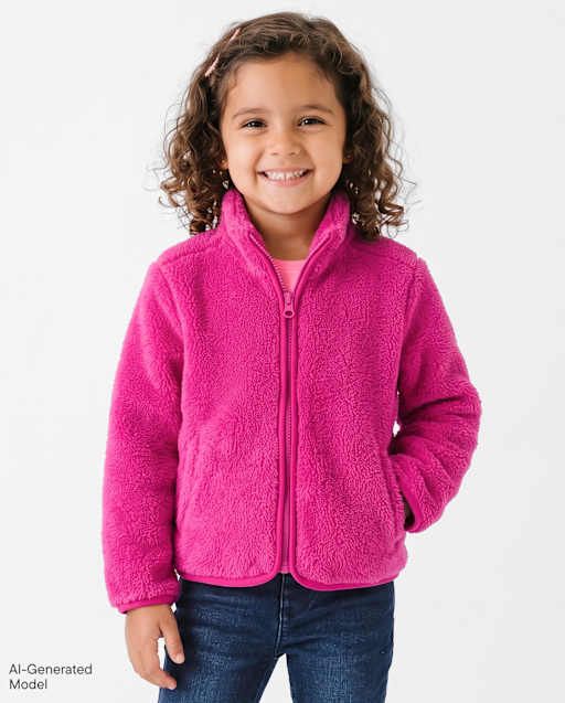 Veste zippée en sherpa épais pour petite fille