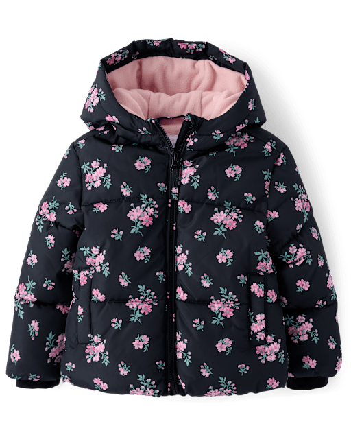 Toddler Girls Print Microfleece Lined Puffer Jacket