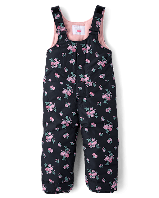 Toddler Girls Print Snow Overalls