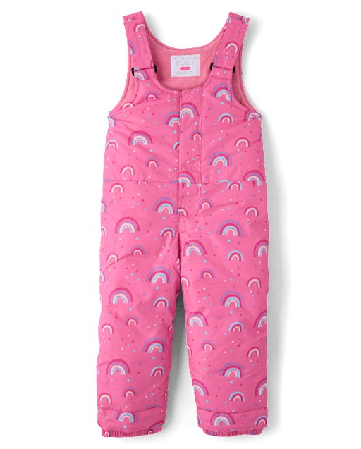 Toddler Girls Print Snow Overalls