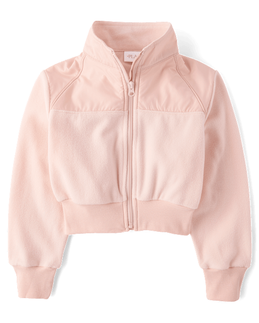 Girls Contrast Microfleece Zip Up Jacket