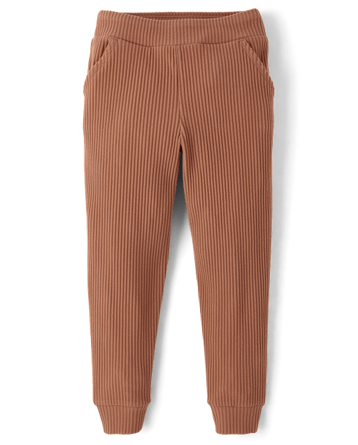 Girls Plush Rib Jogger Pants