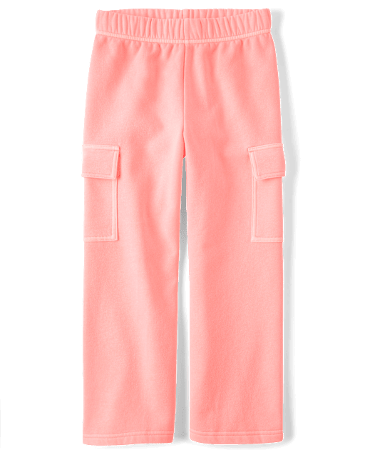 Kids Garment Dyed Premium Fleece Wide Leg Cargo Lounge Pants