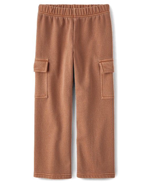 Pantalon cargo ample en polaire teint en pièce pour enfant