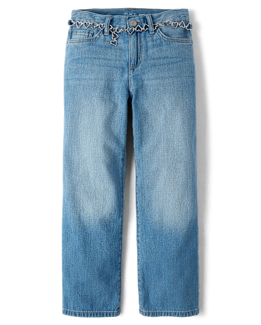 Girls Heart Belted Slouchy Jeans