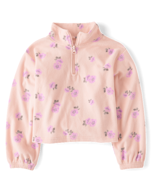 Girls Print Microfleece Half Zip Pullover