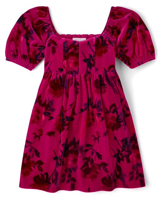 Girls Floral Velour Corset Dress
