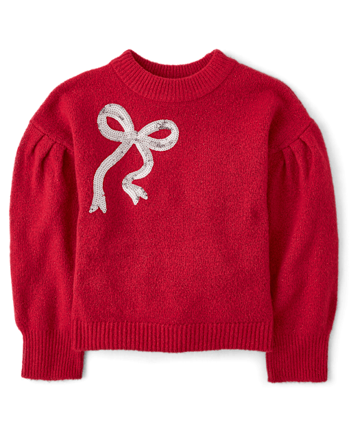 Girls Sequin Bow Sweater