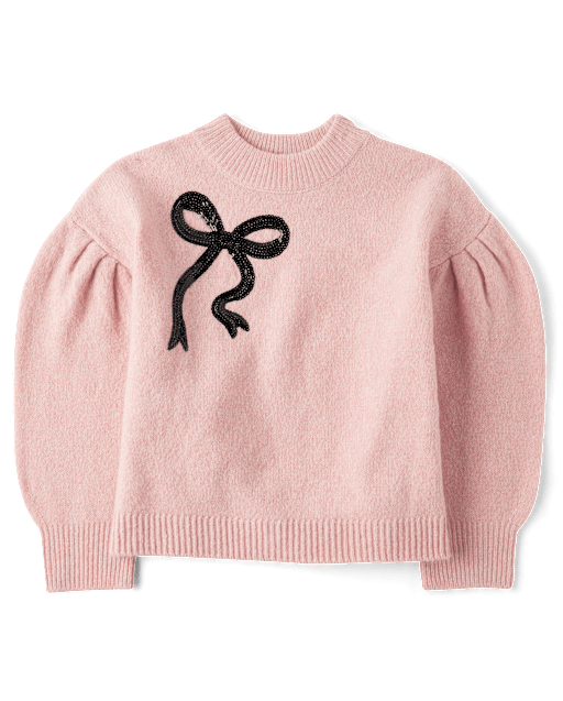 Girls Sequin Bow Sweater