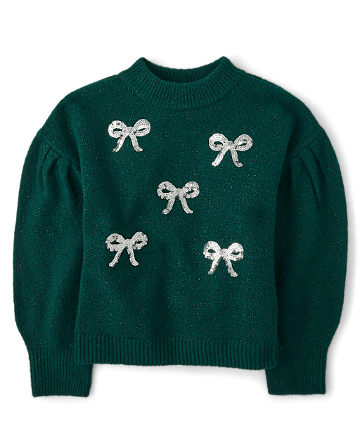 Girls Sequin Bow Sweater