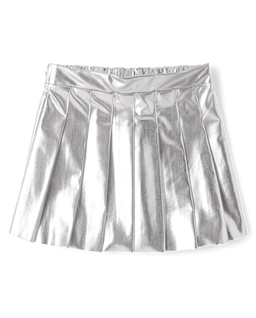 Girls Metallic Pleated Skirt