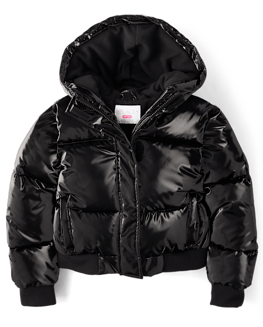 Girls High Shine Microfleece Lined Bomber Puffer Jacket