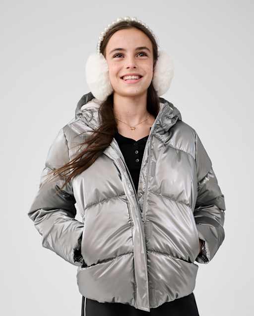 Girls High Shine Microfleece Lined Puffer Jacket