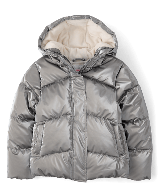 Girls High Shine Microfleece Lined Puffer Jacket