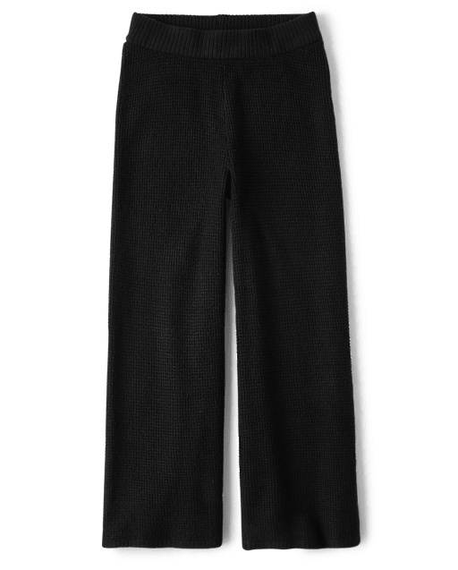 Girls Waffle Knit Wide Leg Lounge Pants