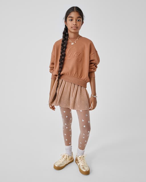 Girls Shimmer Pleated Mesh Skort