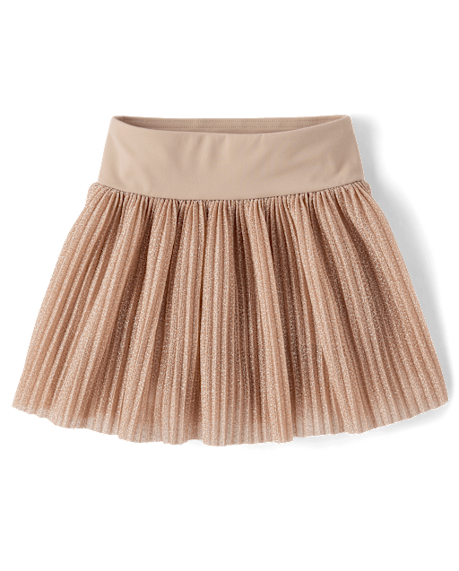 Girls Shimmer Pleated Mesh Skort