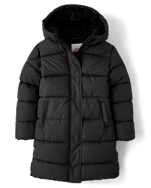 Girls Faux Fur Lined Long Puffer Jacket