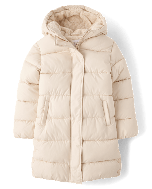 Girls Faux Fur Lined Long Puffer Jacket