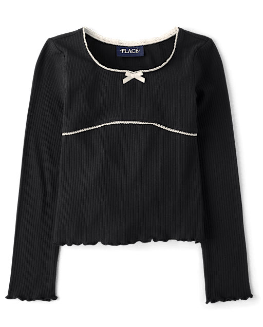 Girls Ribbed Lettuce Top