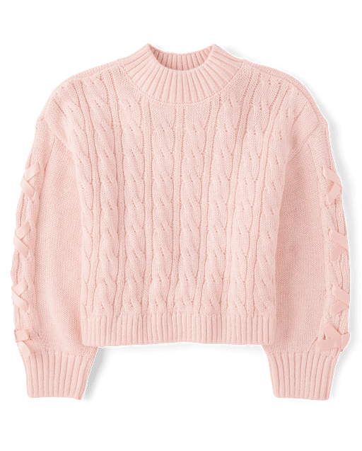 Girls Ribbon Cable Knit Sweater